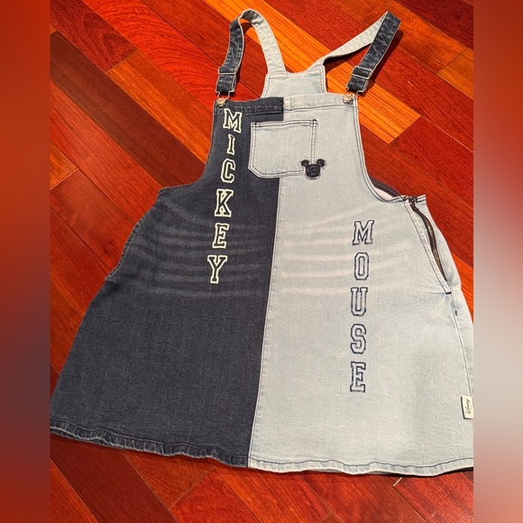 Disney Park HER UNIVERSE Mickey Mouse two tone denim Overall Dress size XL EUC - Picture 4 of 15